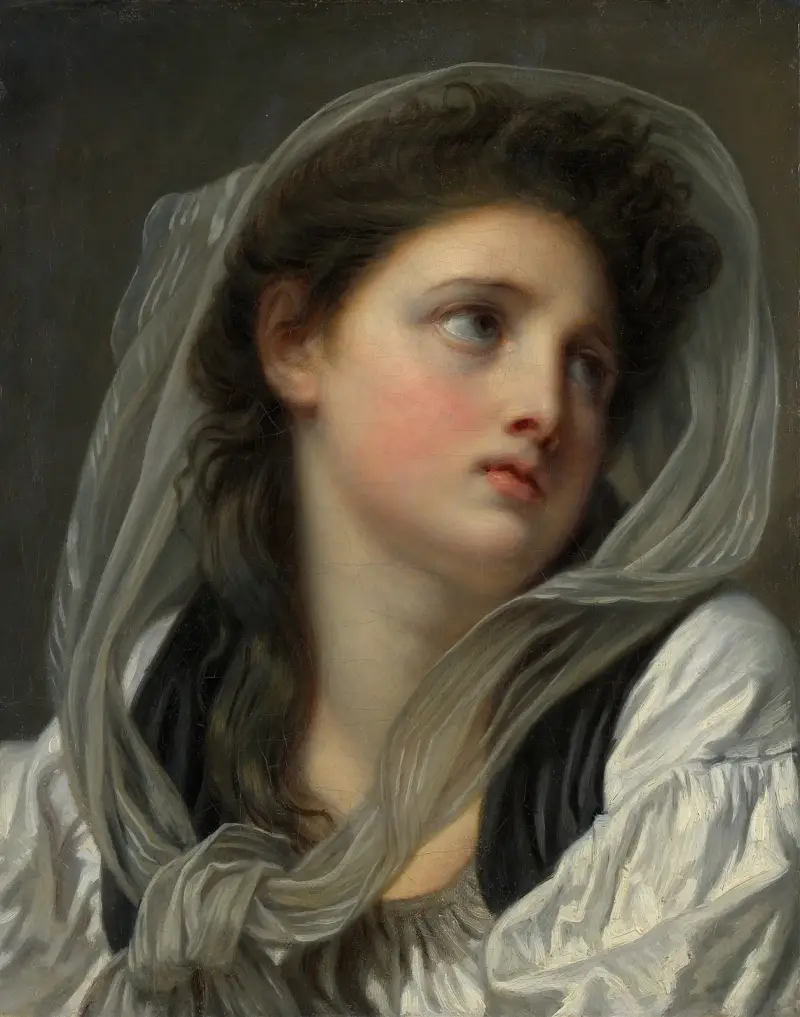 Ung kvinnas huvud av Jean-Baptiste Greuze