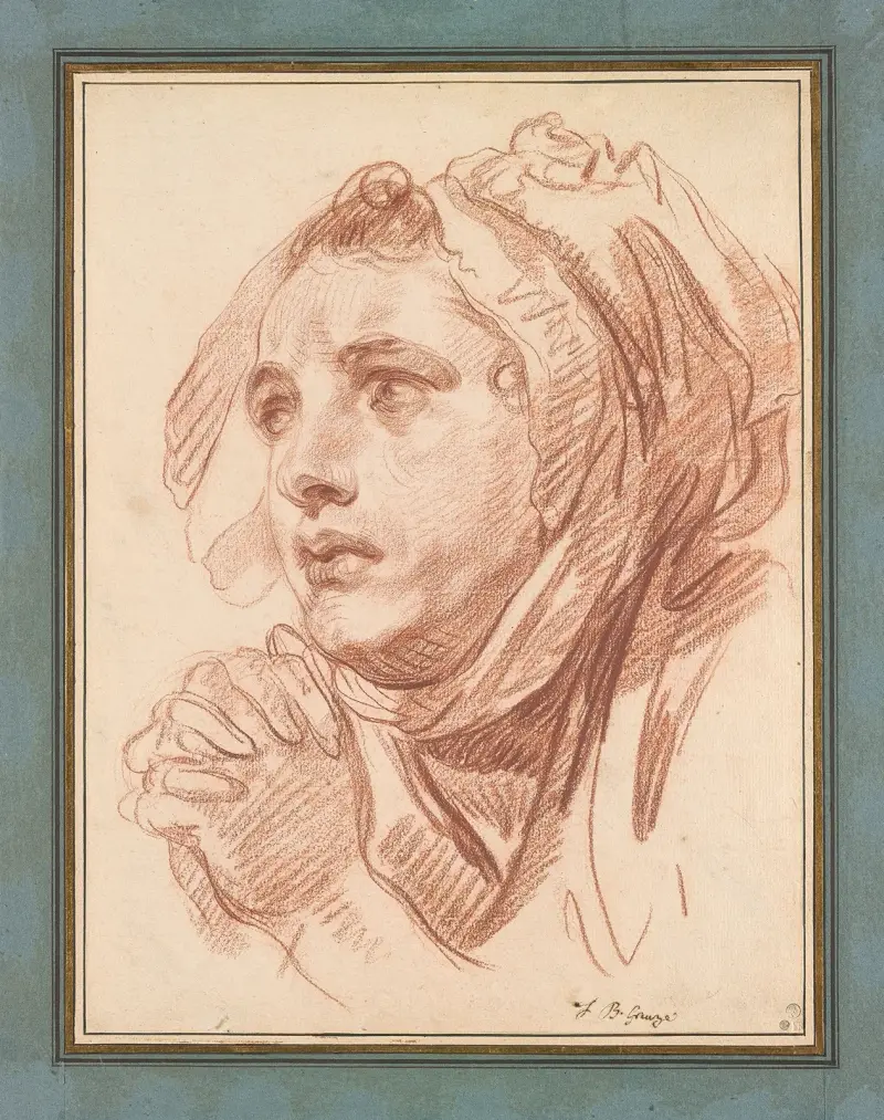 Huvud av en ung kvinna av Jean-Baptiste Greuze