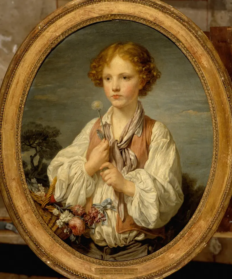 Ung herde som spår för att få veta om han är älskad av sin herdinna av Jean-Baptiste Greuze