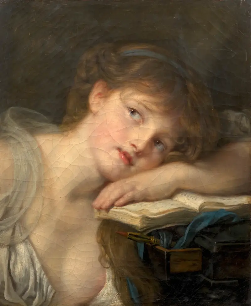 Tankfull ung flicka (Läsaren) av Jean-Baptiste Greuze
