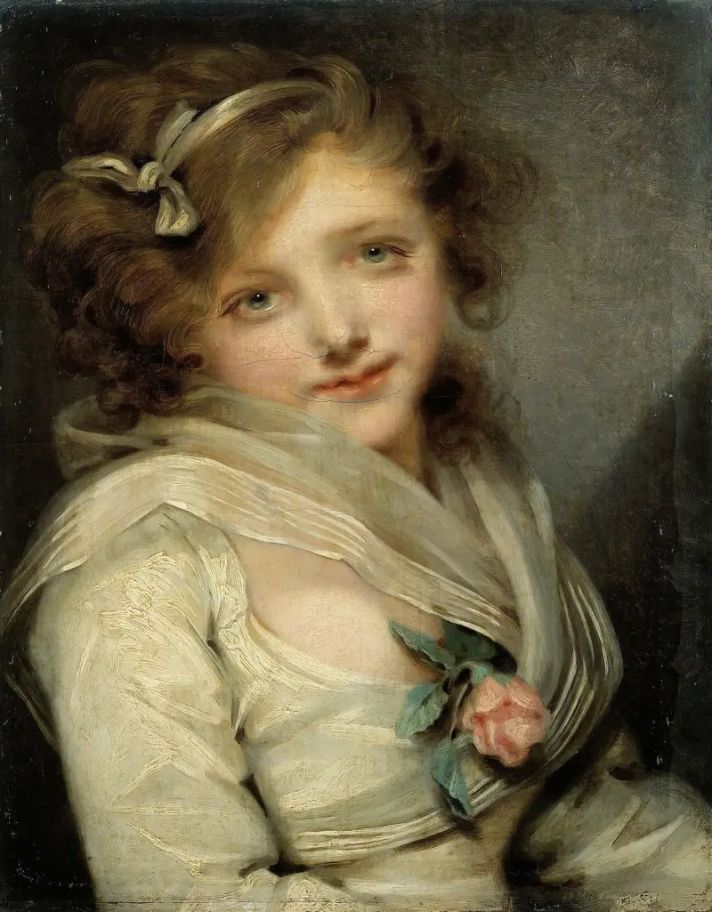 Porträtt av ung flicka av Jean-Baptiste Greuze