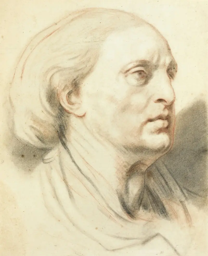 Studie av en mans huvud av Jean-Baptiste Greuze