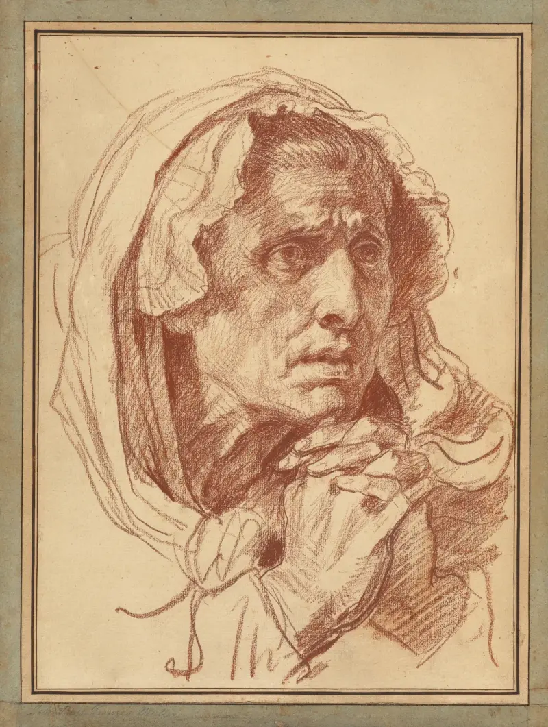 Studie av en gammal kvinnas huvud av Jean-Baptiste Greuze