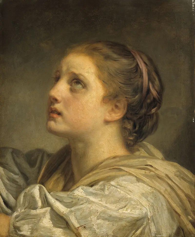 Ung kvinnas huvud av Jean-Baptiste Greuze