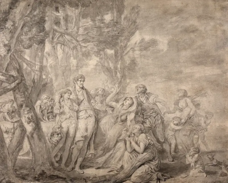 Bondens sons första veteskörd av Jean-Baptiste Greuze