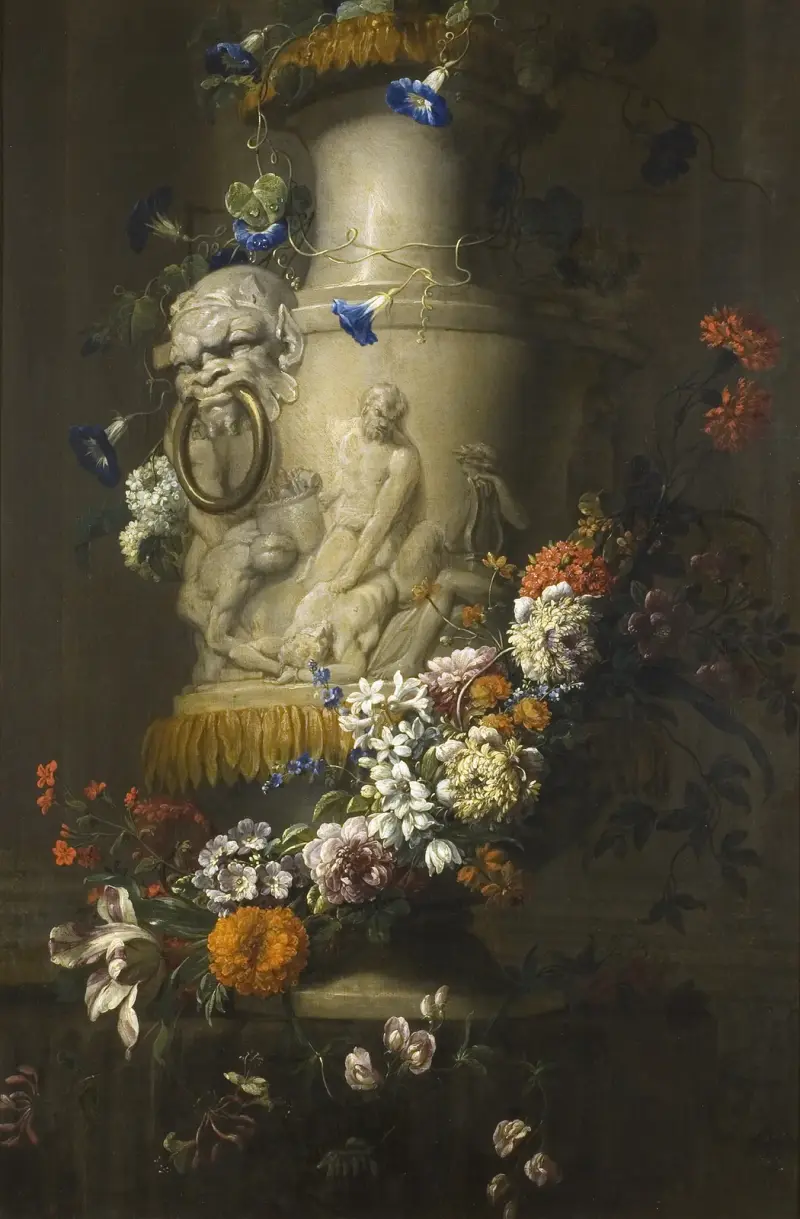 Marble Vase with Garland of Flowers – nr 2 av Jean-Baptiste Monnoyer