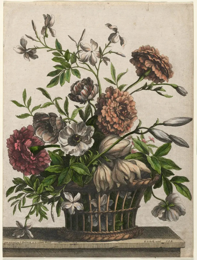 Marigolds, single Anemone, Jasmine… av Jean-Baptiste Monnoyer