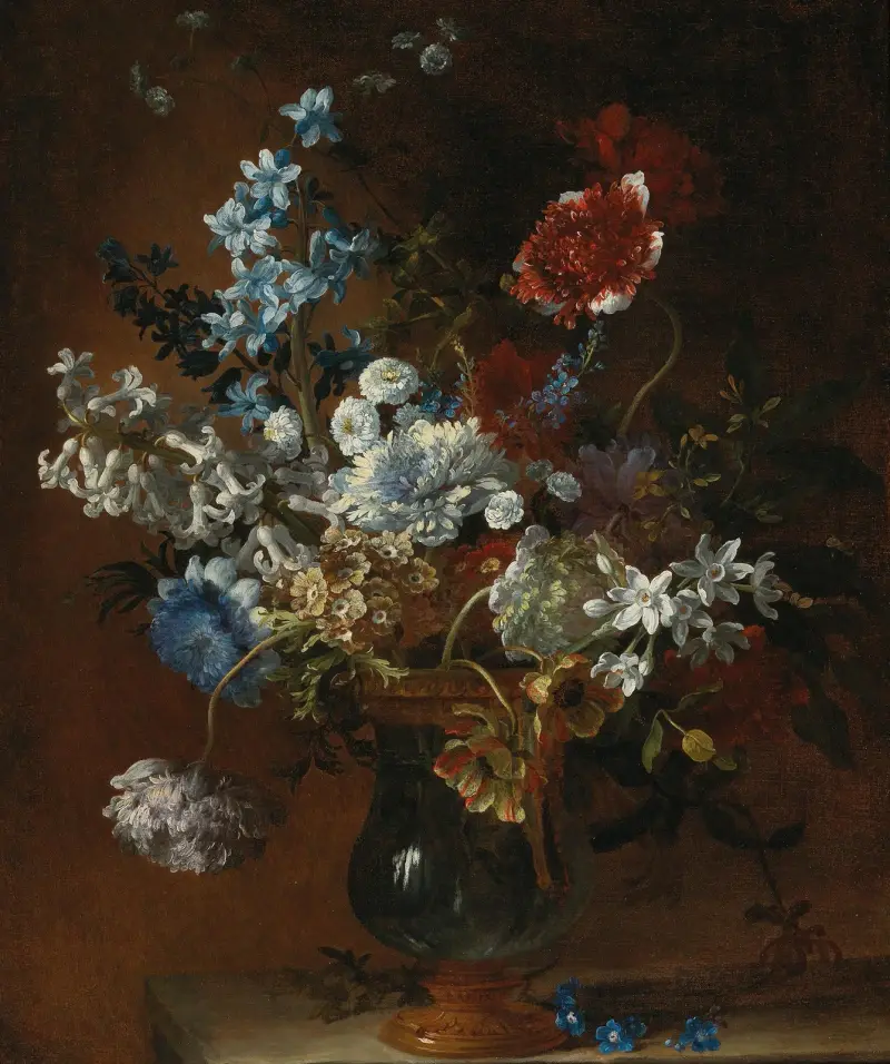 Still life with flowers in a vase av Jean-Baptiste Monnoyer