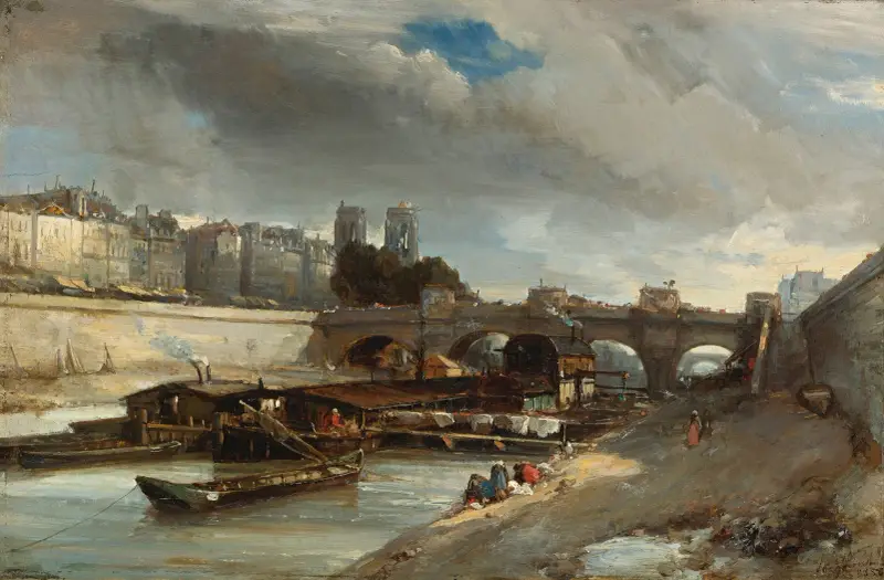 Bateau-Lavoir nära Pont-Neuf, Paris av Johan Barthold Jongkind