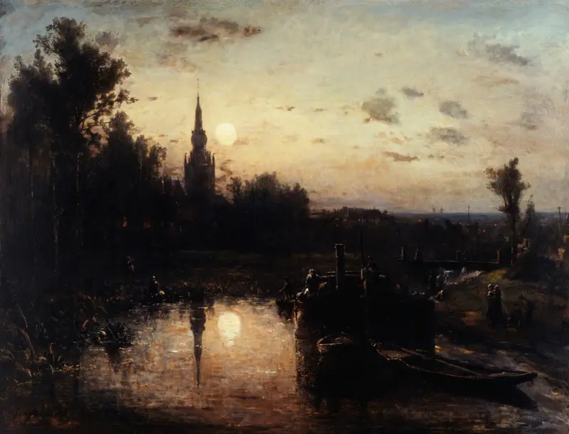 Měsíční svit v Overschie (okolí Rotterdamu), Johan Barthold Jongkind