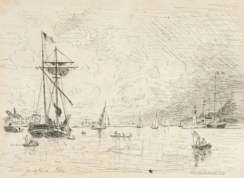 Abfahrt vom Hafen von Honfleur von Johan Barthold Jongkind