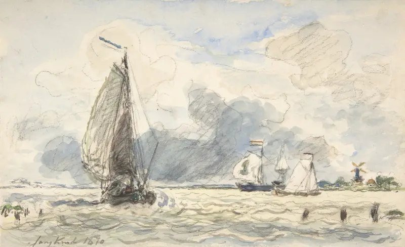 Holländska fiskebåtar av Johan Barthold Jongkind