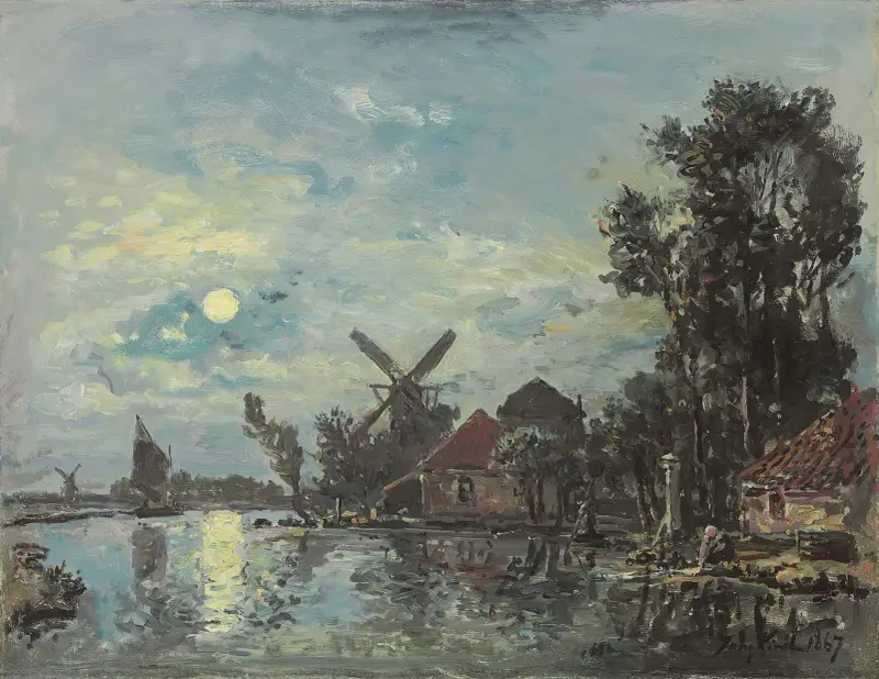 Effet De Lune Sur L’estuaire, Hollande av Johan Barthold Jongkind