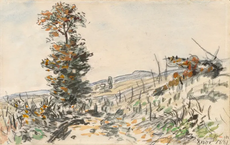 Omgivningar kring La Côte-Saint-André på hösten, Dauphiné av Johan Barthold Jongkind