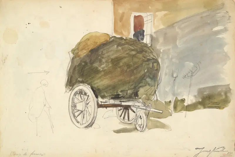 Höskrinda på en gårdsplan av Johan Barthold Jongkind