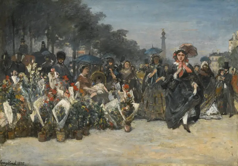 Blomstermarknaden vid Boulevard Richard Lenoir, Paris av Johan Barthold Jongkind