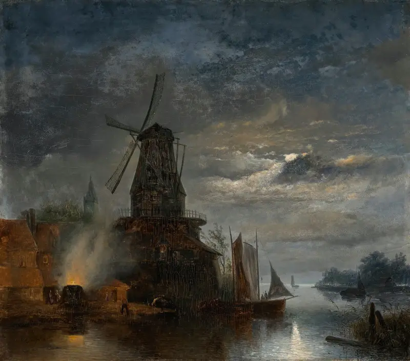 Kvarn och sågverk, Holland av Johan Barthold Jongkind
