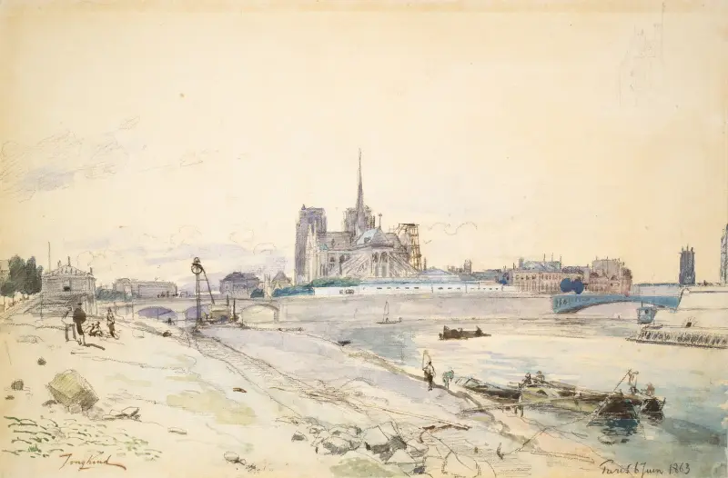 Notre-Dame i Paris sett från Quai de la Tournelle av Johan Barthold Jongkind