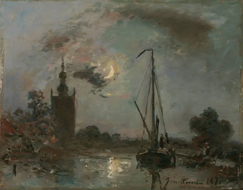 Overschie v měsíčním světle, Johan Barthold Jongkind