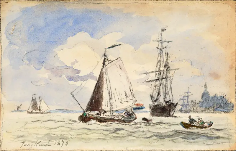Segelbåtar i Dordrecht av Johan Barthold Jongkind