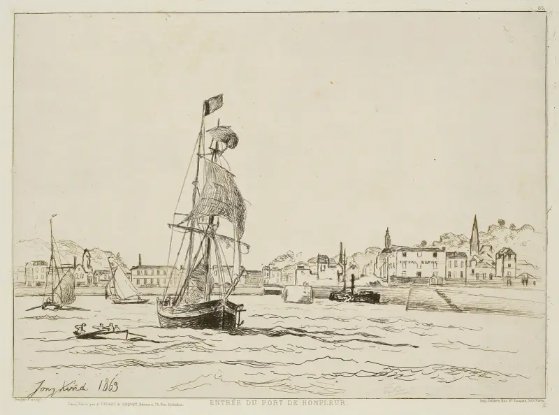 Inseglingen till Honfleurs hamn av Johan Barthold Jongkind