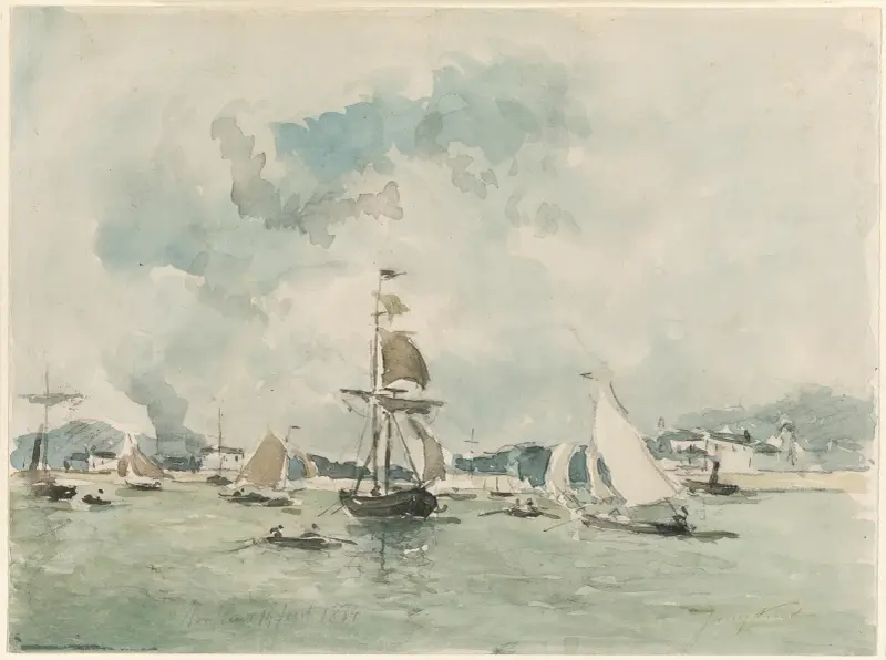 Hamnen i Honfleur av Johan Barthold Jongkind