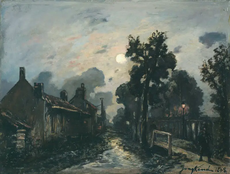 Une rue à Delft, le soir av Johan Barthold Jongkind