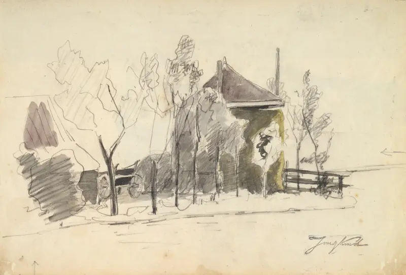 Vy över en gård av Johan Barthold Jongkind