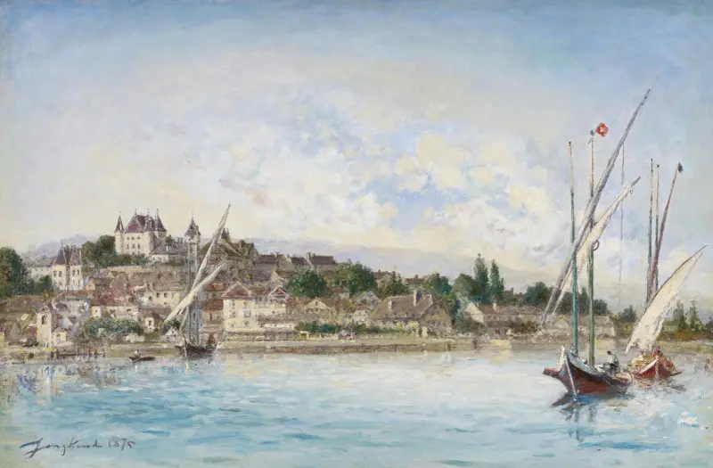 View of Lake Léman at Nyon av Johan Barthold Jongkind