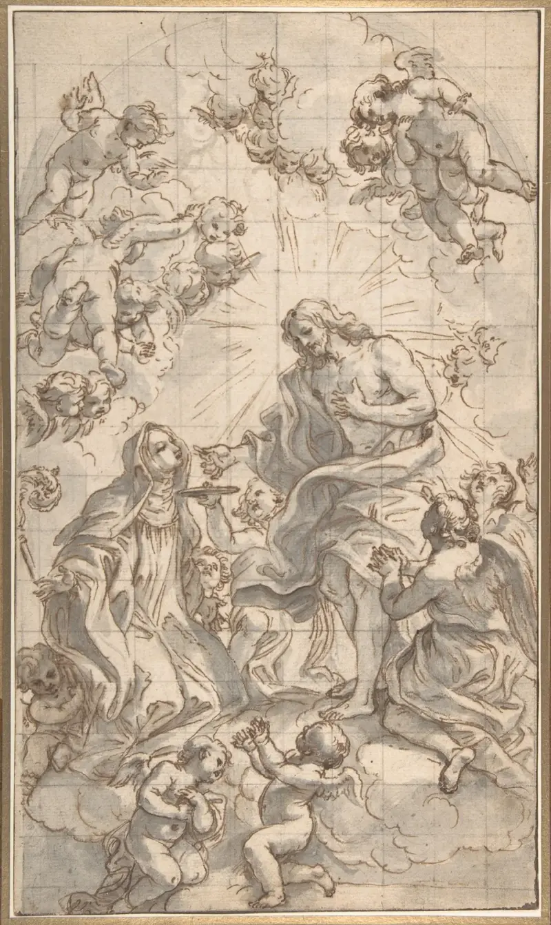 Christ Giving the Host to a Holy Abbess av Giovanni Battista Gaulli