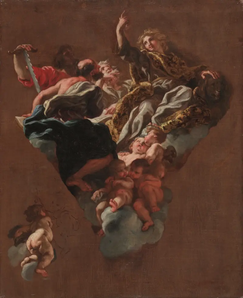 Skiss för 'Israels fyra profeter' (för Il Gesù, Rom) av Giovanni Battista Gaulli