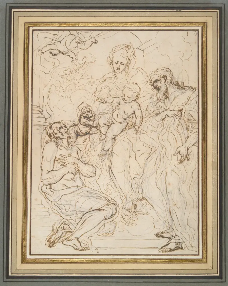 Virgin and Child with Two Saints av Giovanni Battista Gaulli