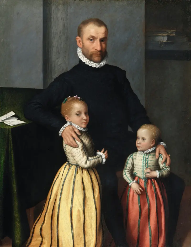 Porträtt av en gentleman och hans två barn av Giovanni Battista Moroni