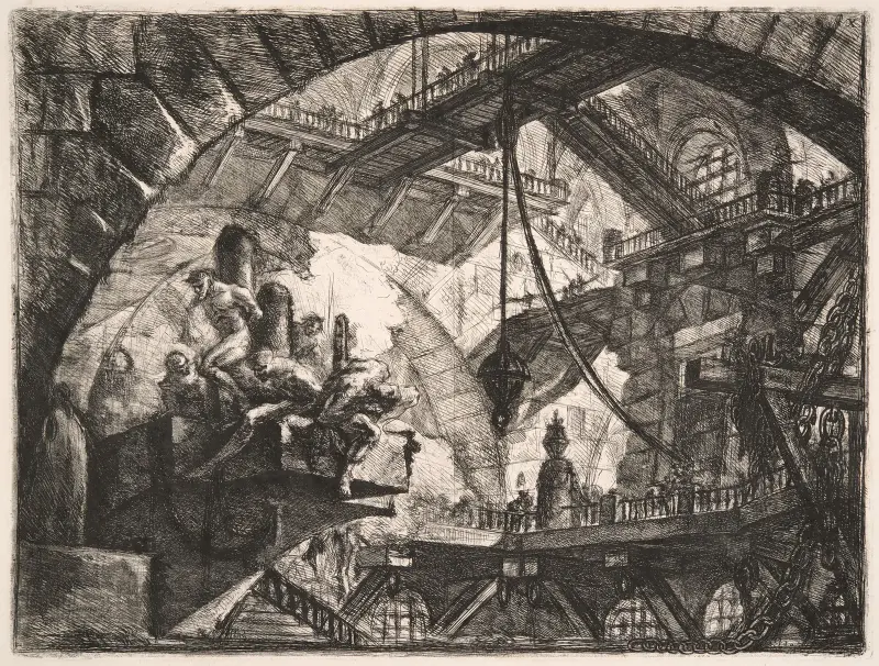 Fängslade på en utskjutande plattform av Giovanni Battista Piranesi