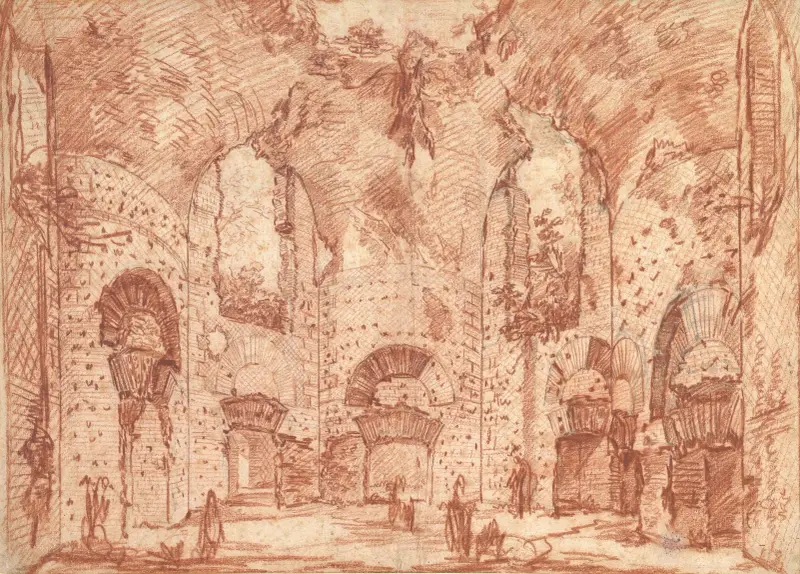 The Octagonal Room in the Small Baths at the Villa of Hadrian (Tivoli) av Giovanni Battista Piranesi
