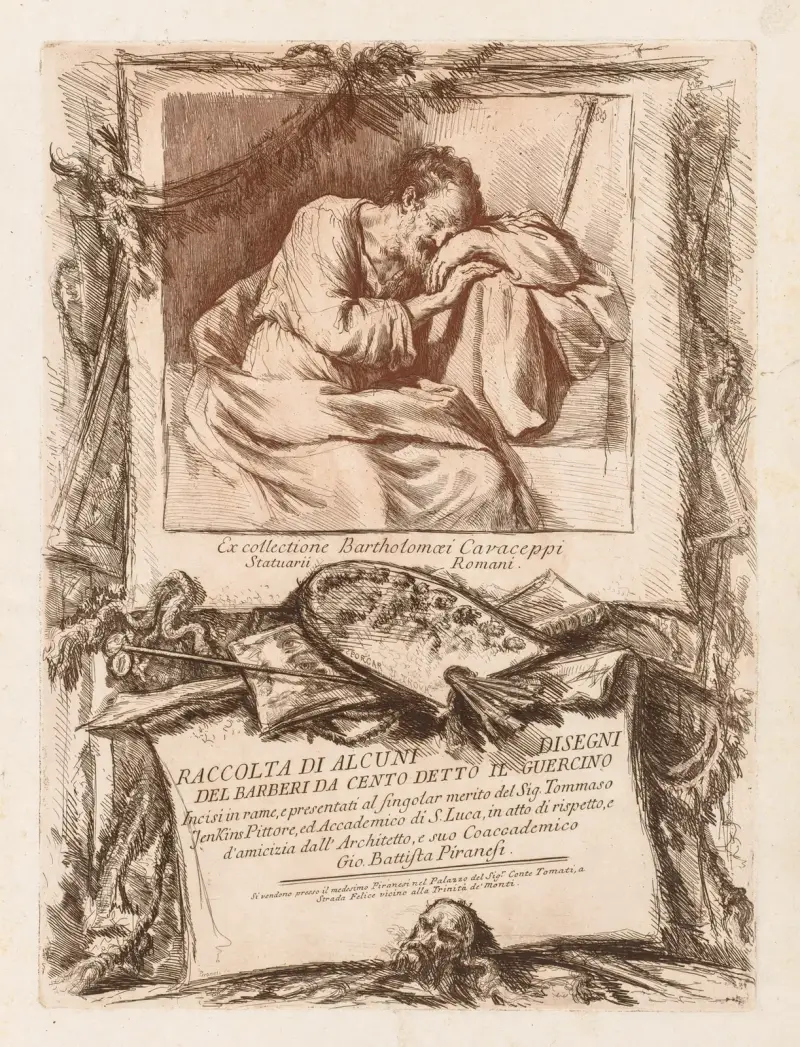 Titelsida till Raccolta di alcuni disegni del Barberi da Cento Ietto il Gerucino av Giovanni Battista Piranesi
