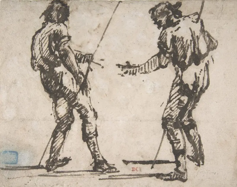 Two Men Holding Long Staffs av Giovanni Battista Piranesi