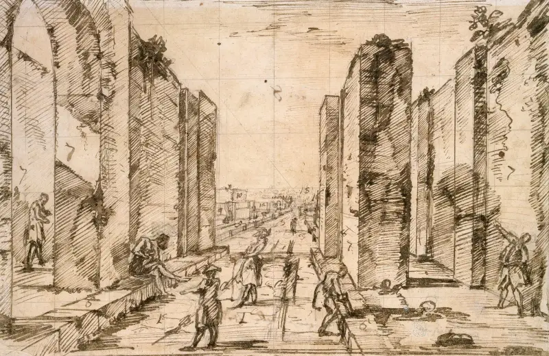 View through the Herculaneum Gate, Pompeii av Giovanni Battista Piranesi
