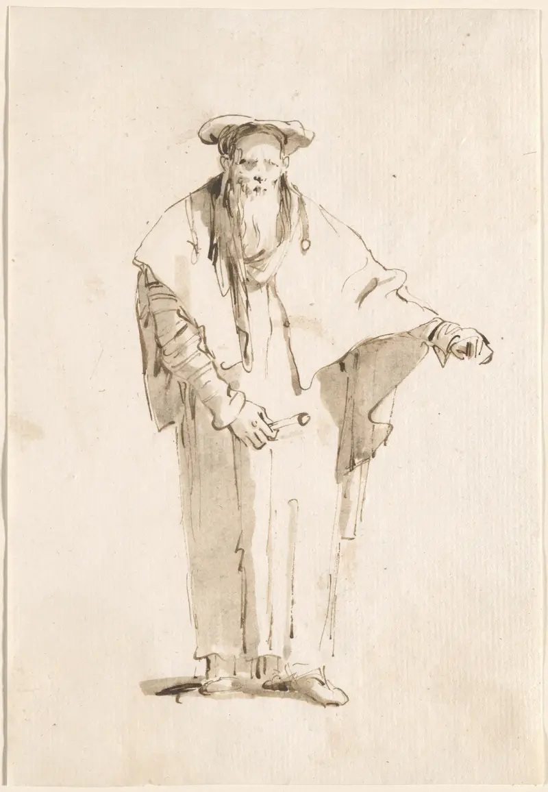Stående orientalisk man med stav av Giovanni Battista Tiepolo