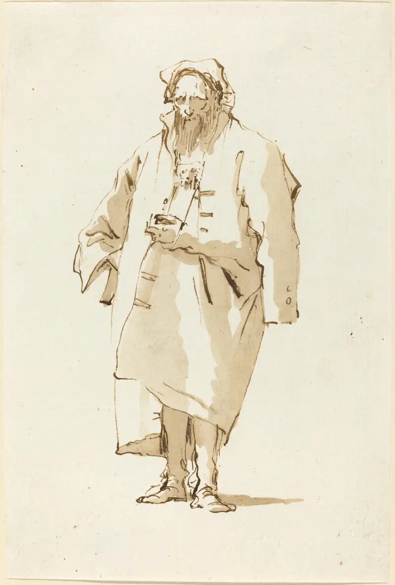 Stående oriental i stor kappa av Giovanni Battista Tiepolo