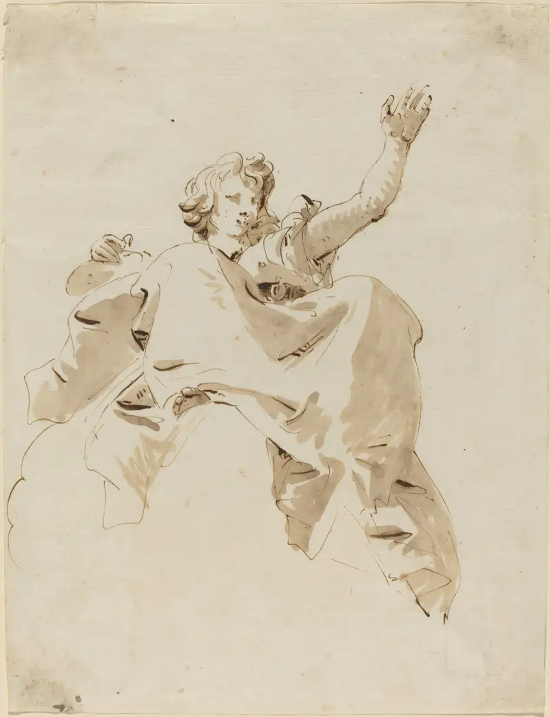 Kvinna sittande på ett moln, sedd underifrån av Giovanni Battista Tiepolo