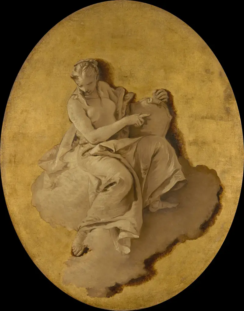 Allegorical Figure of a Woman with a Shield or a Mirror av Giovanni Battista Tiepolo