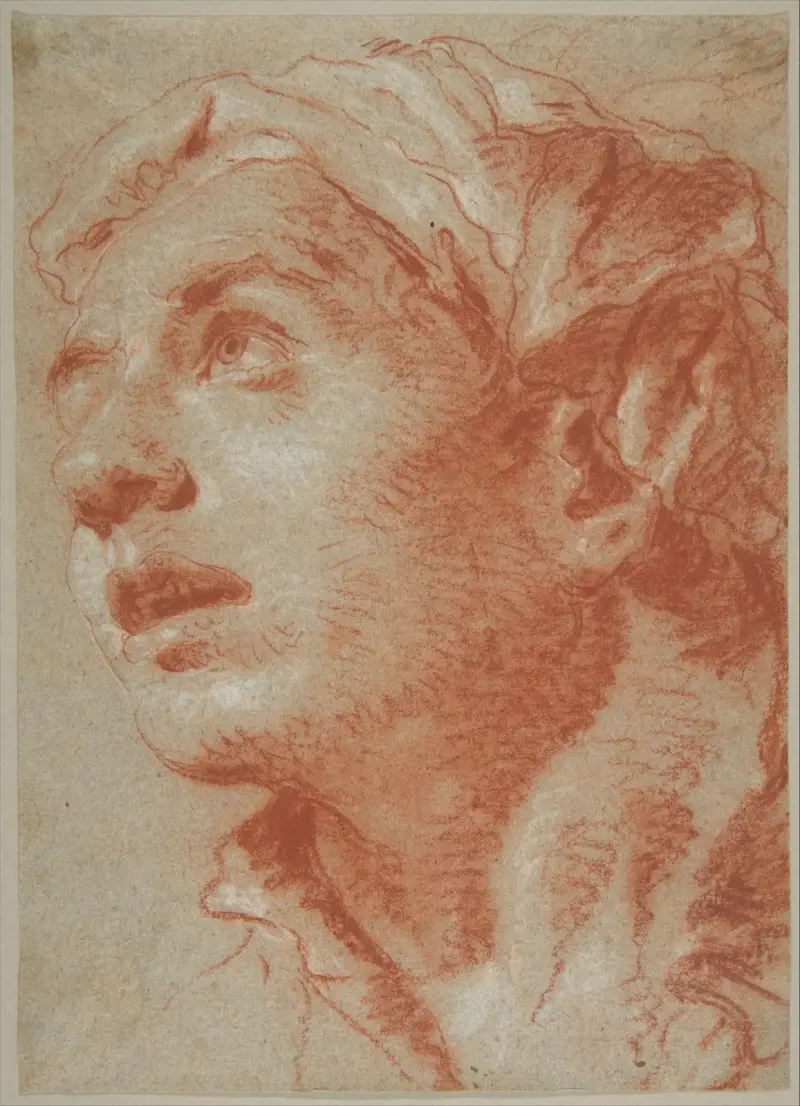Huvud av ung man i trekvartsvy av Giovanni Battista Tiepolo