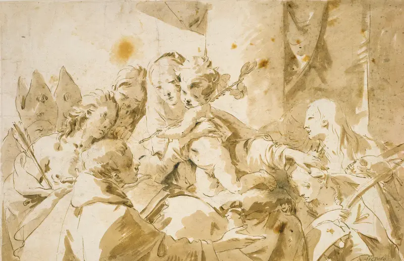 Madonna med barn och helgon av Giovanni Battista Tiepolo