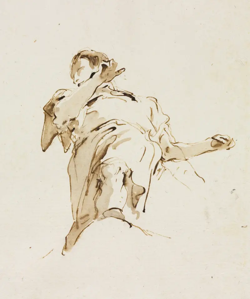 Manlig(?) figur sedd underifrån av Giovanni Battista Tiepolo