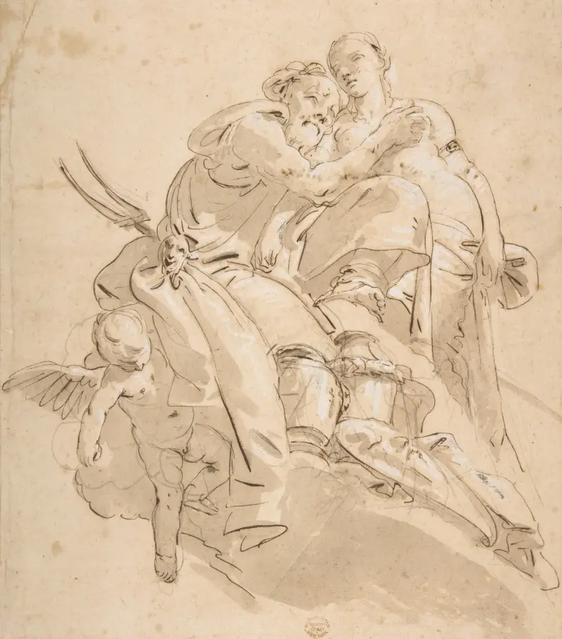 Meeresgottheit mit weiblicher Begleitfigur von Giovanni Battista Tiepolo