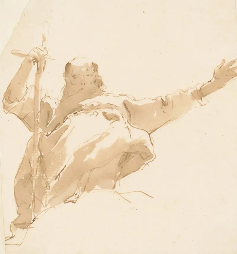 Gammal man med svärd, vänster arm utsträckt av Giovanni Battista Tiepolo