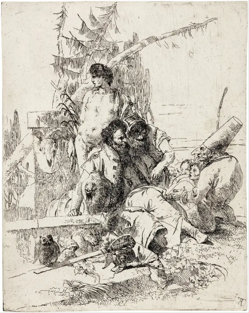 Punchinello ger råd av Giovanni Battista Tiepolo
