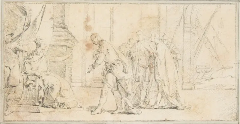 Die Königin der Hafenstadt empfängt Gesandte von Giovanni Battista Tiepolo