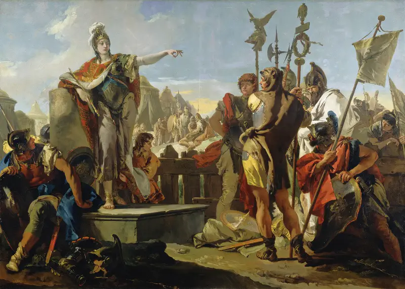 Drottning Zenobia talar till sina soldater av Giovanni Battista Tiepolo